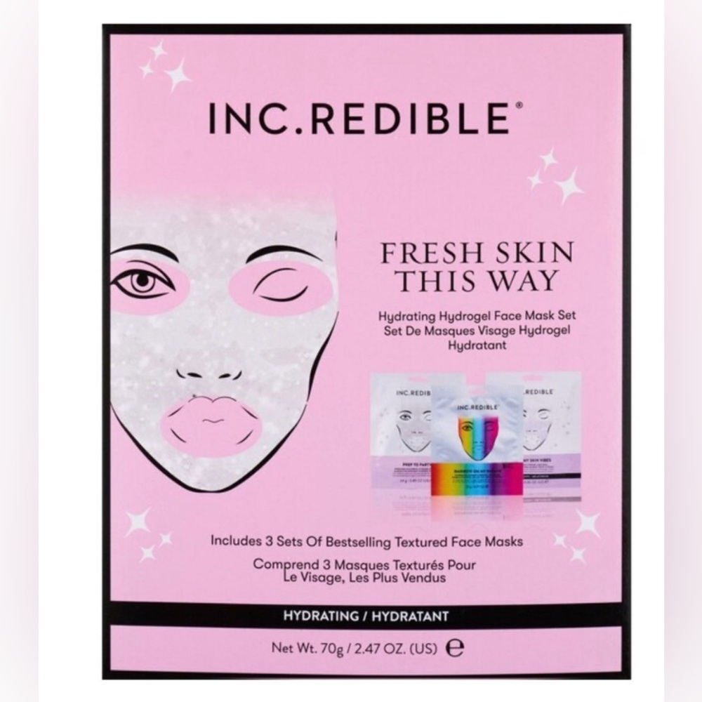 INC.REDIBLE Hydrating Hydrogel Face Mask 3pc Set (FRESH SKIN THIS WAY)🌺
